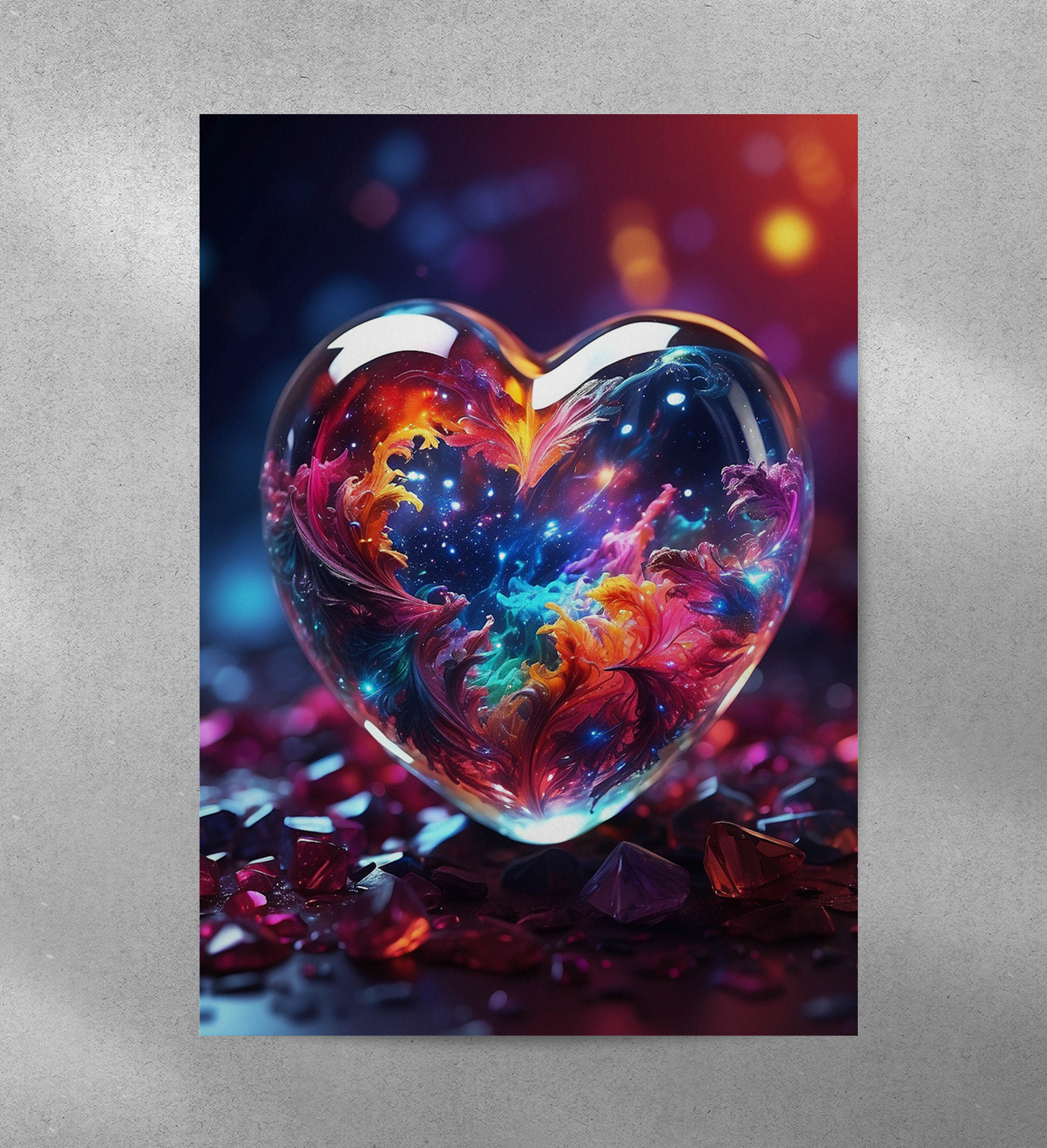 Vesmírná energie uvnitř skleněného srdce