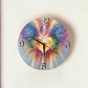 Hodiny - Srdce s duhovými křídly